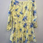 Love Shack Fancy Yellow Blue Floral Silk Blend Long Sleeve Ross Short Mini Dress 8 Photo 4