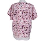  Short Sleeve Pink Print Blouse Size Medium DKNY White and Pink Top Photo 1
