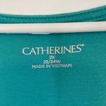 Catherines  Blue Lace Top 2X Womens Plus Long Sleeve V Neck Scallop Hem Overlay Photo 6