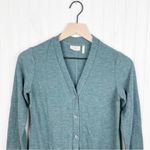 LOGO By Lori Goldstein Sage Green Waffle Knit Lace Hem Cardigan Sweater Size XS Photo 2