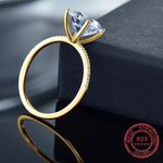 Sterling Silver SIZE 5 18kt Gold Plated 925  3Ct Engagement Wedding Ring Photo 2