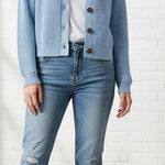 Style & Co ‎ Blue Chunky Knit Button Cardigan Sweater Women's Small 100% Cotton Photo 0