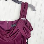 R & M Richards NEW 2061 Long Off Shoulder Formal Dress Gown Sparkly Merlot Size 10 Photo 6
