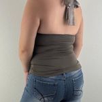 The Limited Vintage Y2K Sand Grey Brown Beaded Grunge Stretch Halter Tank Top Photo 1