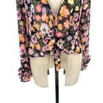 Free People Maybel Blouse In Black Pink Floral Print Size Small Photo 5