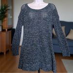 Lucky Brand Blue Marled Knit Open-Stitch Sweater Pullover Tunic Size M Photo 7