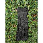 ZARA  Pearl Strap Black Satin Midi Dress with Slit Size Small Photo 2