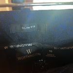 Worthington  Blue Black Shiny Sparkle Glitter Slim Fit Dress Pants Size 10 Photo 2