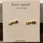 Kate Spade  Gold LOVE and Red Heart Cubic Zirconia Earrings Photo 0