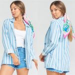 Show Me Your Mumu  Breken Jacket Small Blue Stripe Casual Blazer NWT Photo 6