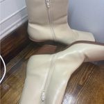 Anthropologie  Off White Heeled Squared Toe Boots Size 9 (40) Photo 4