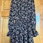 Missguided  - Black Floral Print High Neck Shirred Mini Long Sleeve Dress Photo 0