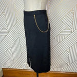 Givenchy ‎ Cady Chain Detail Pencil Skirt Black Gold Size Medium Photo 4