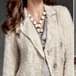 CAbi #985 XS Wheat Chenille Tweed Knit Blazer Photo 0