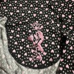Betsey Johnson Betsey‎ Johnson Black & Pink Heart Print 3/4 Sleeve Button Down Sleep Dress Sz M Photo 4