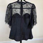 EXPRESS Black Lace Bustier Top Sheer Cap Sleeve Romantic Gothic Elegant Mesh Photo 1