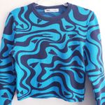 ZARA Long Sleeve Cropped Sweater Retro Heart Photo 2