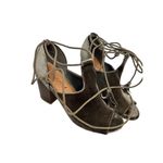 Bebe  twisted ankle strap open toe velvet gray chunky heels size 9 womens Photo 1