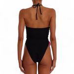 SAME Rose Cut Out One Piece Size Small Black Photo 2