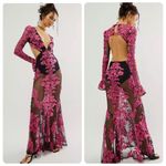 For Love & Lemons NWT  Temecula Long Sleeve Cut Out Embroidered Maxi Dress Pink Photo 1