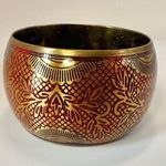 Red and gold tone wide brass bangle bracelet Photo 1
