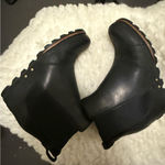 Sorel  Womens Lea Boot Waterproof Black Chelsea Bootie Wedge Heel Pull On Photo 0