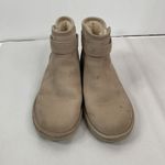 UGG  Sz 6 Boots Rella Beige Suede Shearling Lined Ankle Short Booties Snap Strap Photo 4