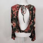 Charlotte Russe  Pink and Green Floral Top NWT Size Large Green Wrap Look Top Photo 4