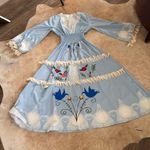 None Blue bohemian Tassle fringe Maxi Dress with birds Photo 0