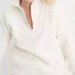 Aerie Womens Dream Sherpa Quarter Zip Sweatshirt in Ivory Size Medium Photo 0