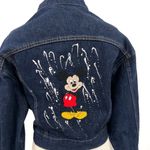 Wrangler Vintage 80s  Denim Cropped Jacket Hand Embroidered Mickey Mouse‎ Disney Photo 1