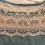 Maurice's Womens XL Top Blue Crochet Lace Crew Neck 3/4 Sleeve Pullover Photo 5