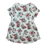 Torrid size 1 1X short sleeve babydoll shirt new button floral white red flowy Photo 3