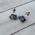 Green & Blue Butterfly Clip On Earrings Photo 3