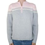 Vintage 90s Gray & Pink Striped Quarter Zip Sweater Size M Photo 0
