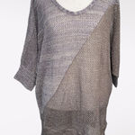 Metallic Open Knit Tunic Sweater Made in USA Size Medium Large Brown Photo 0