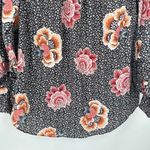 Loft Women’s Floral Career Pullover Blouse Medium Flowy Tulip Sleeve Black Pink Photo 7