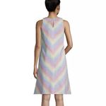 Lands' End  Rainbow‎ Chevron Stripe Linen Sleeveless Shift Dress MEDIUM Pride Photo 2