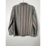 Christopher & Banks Christopher Banks Womens XL Brown Striped Ruffle Button Top Boho Earthy Office Photo 2