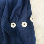 Navy Blue 100% Linen Short Sleeve Button Front Dress Classic Midi Size Large New Blue Photo 6