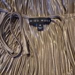 MIOU MUSE NWOT Plisse Dolman Sleeve Plunging V Neck Ruched Waist Top Medium Silver Photo 3