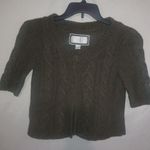 American Eagle M Fishermans Cable Knit Cardigan Sweater Olive Crop Photo 0