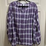 cj banks Women’s  long sleeve split neck blouse purple plus size 3X 24/26W NWT Photo 0