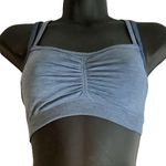 Athleta XS Blue Ruched Front Sports Bra Activewear Yoga Gym Top Photo 1