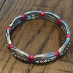 Lia Sophia EUC  Women's Silver Tone Pink Rhinestones Stretch Bracelet Jew… Photo 2