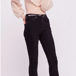 Free People  Womens Fringe Hem Solid Cotton Blend Skinny Jeans Black‎ Size 26 NWT Photo 0