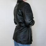 Jacqueline Ferrar Vintage 80s Black Leather Belted Jacket Photo 3