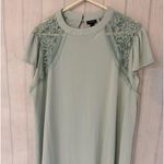 Torrid  Studio Crepe Jersey Mock Neck Lace Inset Top Aqua Plus Size 3 bus… Photo 0
