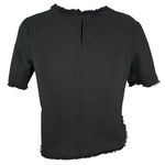 ZARA  Trafaluc Short Sleeve Round Hem Fringe Trim Black Top Women’s XS ACADEMIA Photo 4