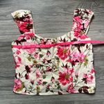 Abercrombie & Fitch NEW Cream Pink Floral Linen Cotton Sleeveless Crop Top L Photo 7